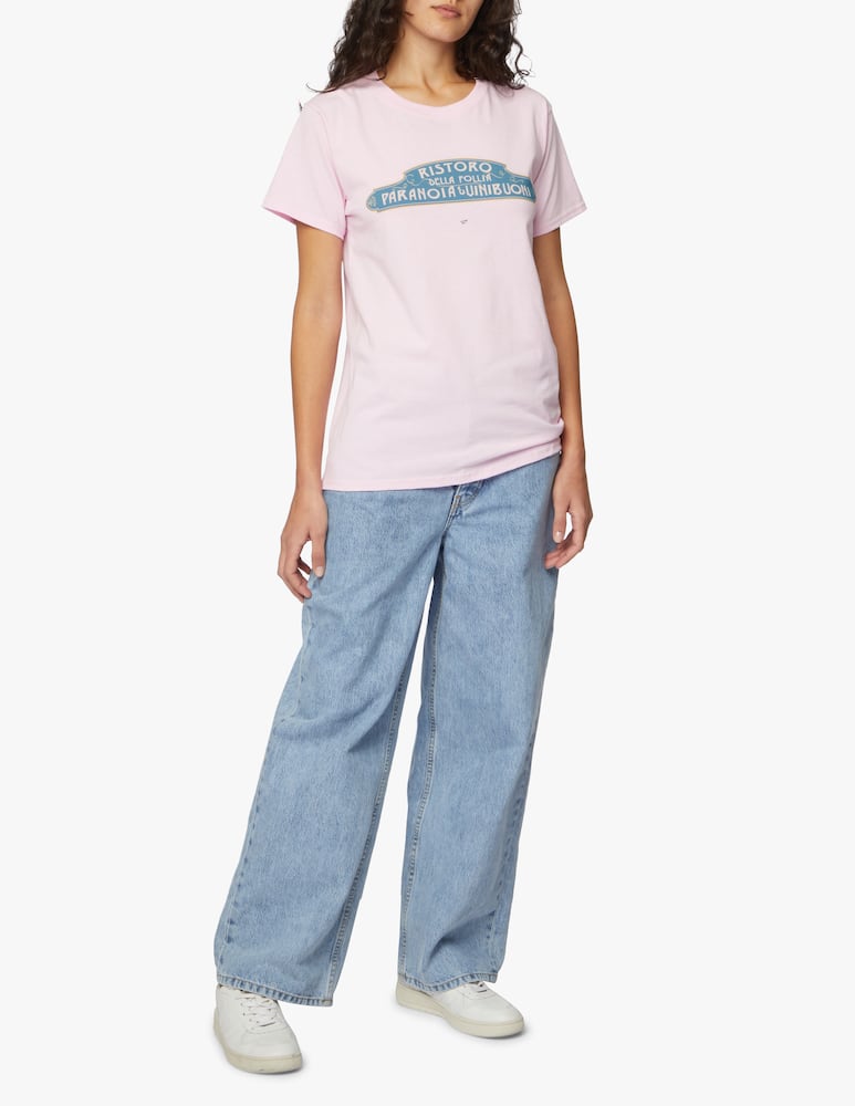 rinascente Linea Daria T-shirt Ristoro della follia paranoia e vini buoni - rosa