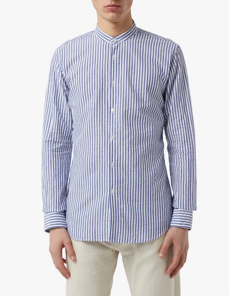 Sartoria Italiana Shirt modern seersucker guru striped - picture 1 Sartoria Italiana Shirt modern seersucker guru striped - picture 1