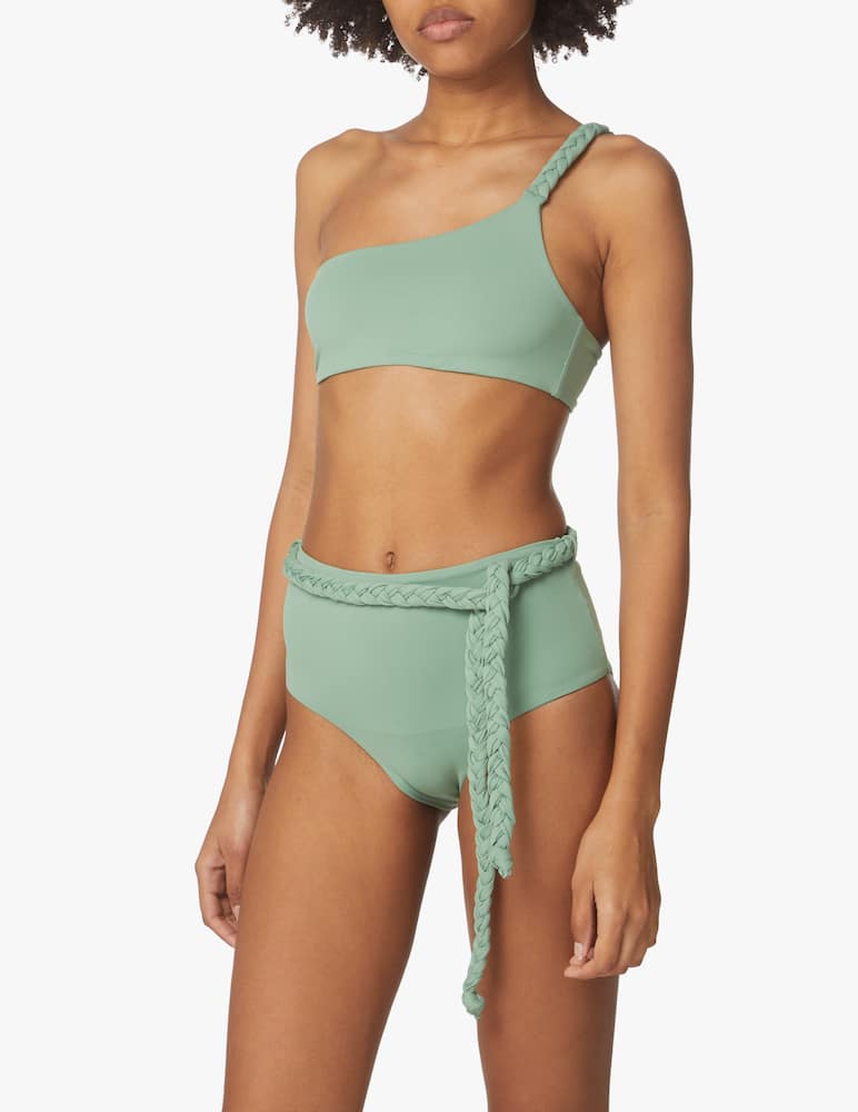 rinascente Manebì Braid one shoulder high rise bikini - green