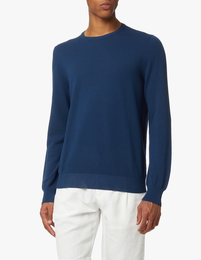 rinascente Gran Sasso Honeycomb mesh cotton roundneck sweater - blue