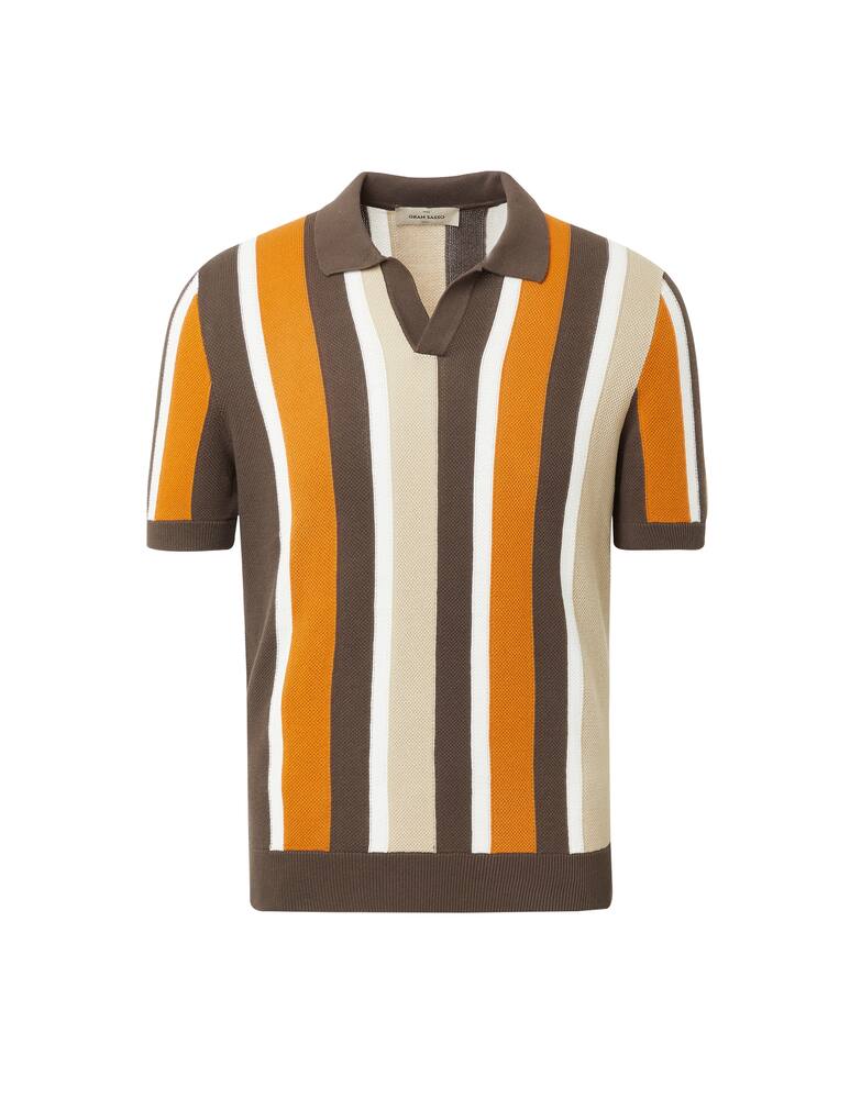 rinascente Gran Sasso Polo manica corta righe verticali collo aperto - multicolor
