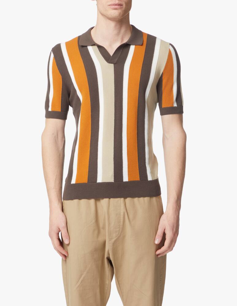 Gran Sasso Camp collar vertical stripes short sleeve polo - multi - picture 1 Gran Sasso Camp collar vertical stripes short sleeve polo - multi - picture 1