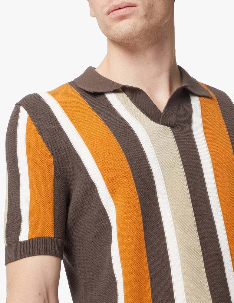 Gran Sasso Camp collar vertical stripes short sleeve polo - multi - picture 4 Gran Sasso Camp collar vertical stripes short sleeve polo - multi - picture 4