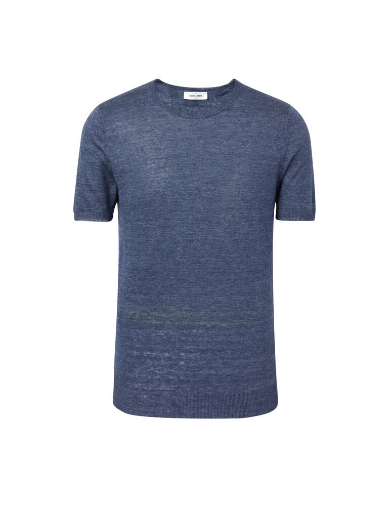 rinascente Gran Sasso Maglietta manica corta maglia lino - blu
