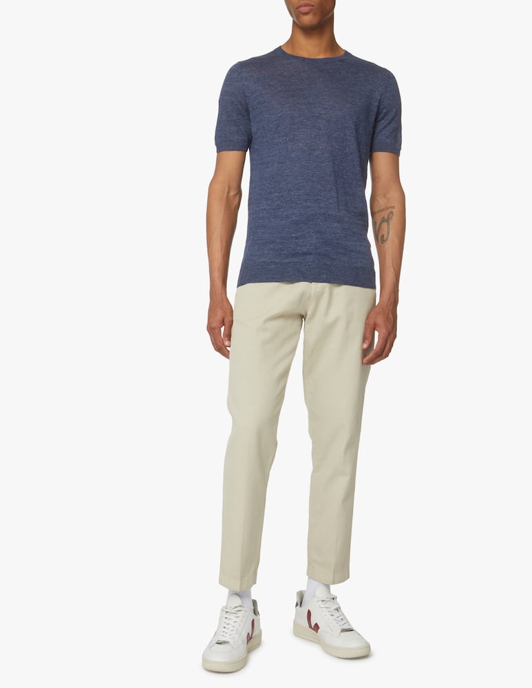 rinascente Gran Sasso Maglietta manica corta maglia lino - blu