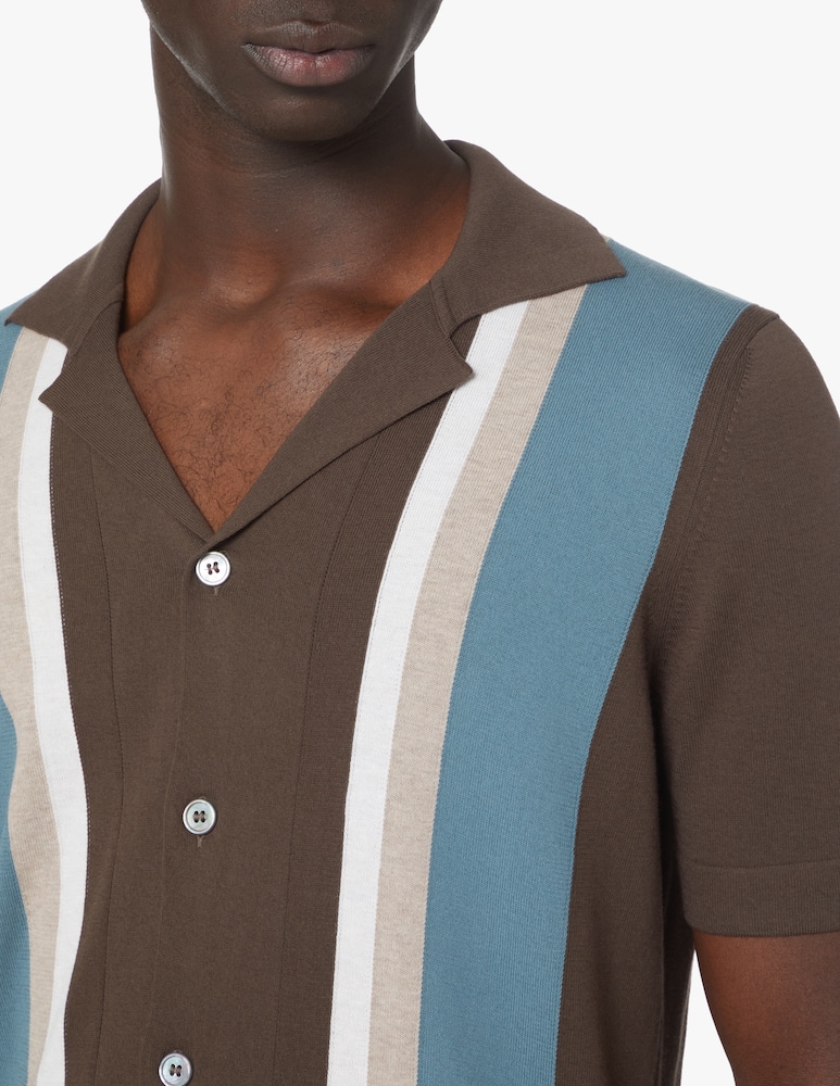 rinascente Gran Sasso Polo manica corta camicia righe verticali - multicolor