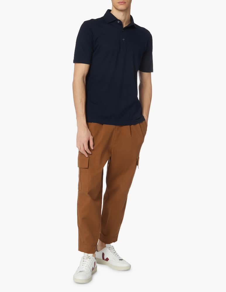 rinascente Gran Sasso Micro piquet short sleeve polo shirt - blue