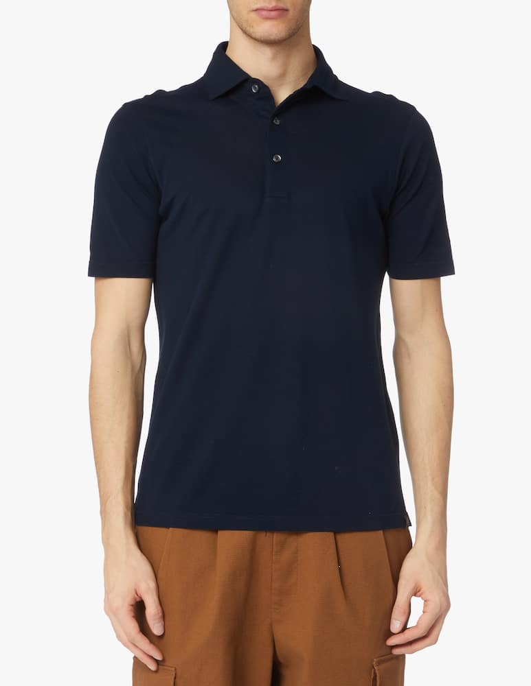 rinascente Gran Sasso Micro piquet short sleeve polo shirt - blue