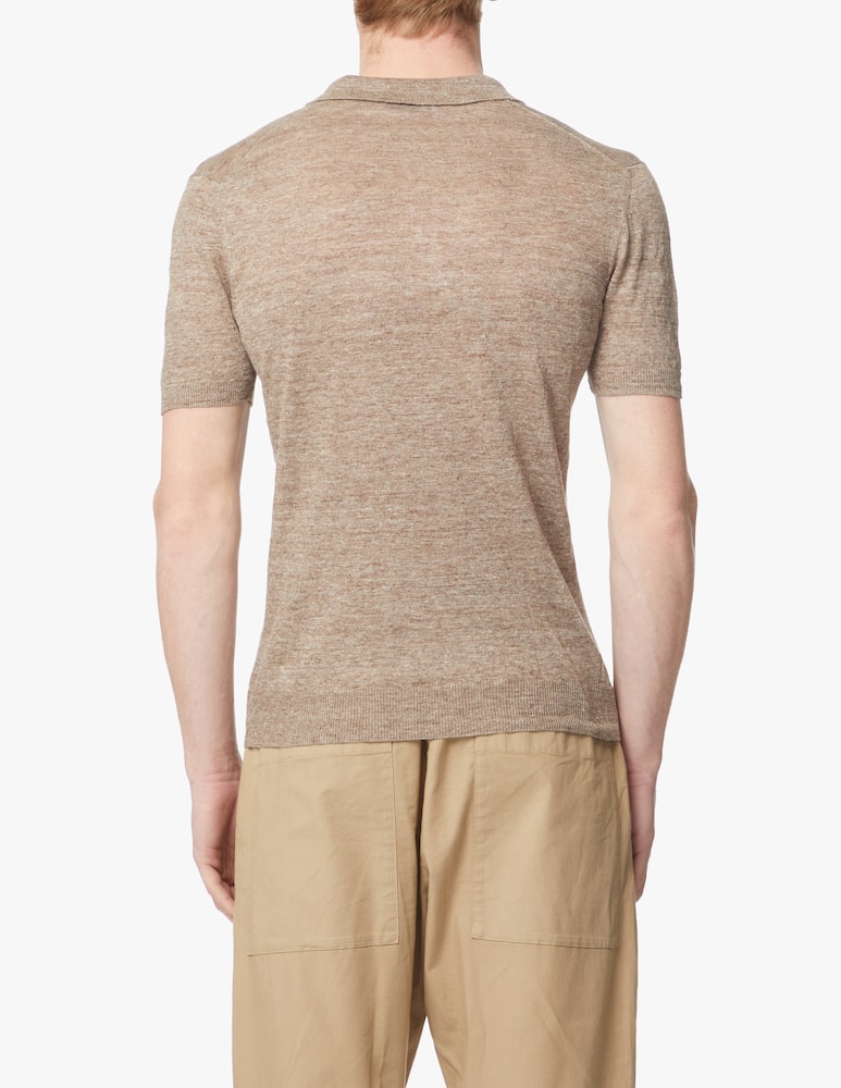 rinascente Gran Sasso Linen short sleeve polo shirt - beige