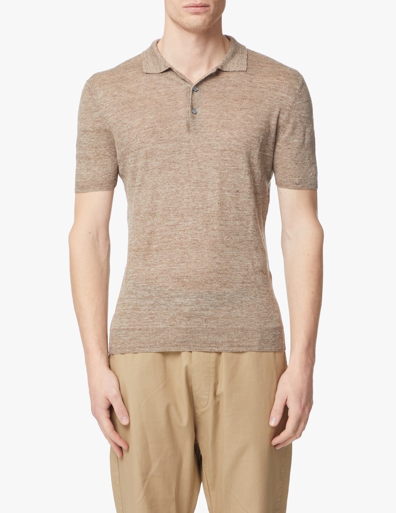 Gran Sasso Linen short sleeve polo shirt - beige - picture 1 Gran Sasso Linen short sleeve polo shirt - beige - picture 1