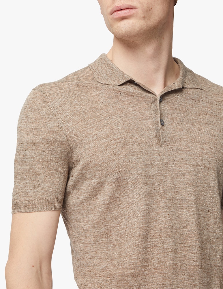 Gran Sasso Linen short sleeve polo shirt - beige - picture 4 Gran Sasso Linen short sleeve polo shirt - beige - picture 4