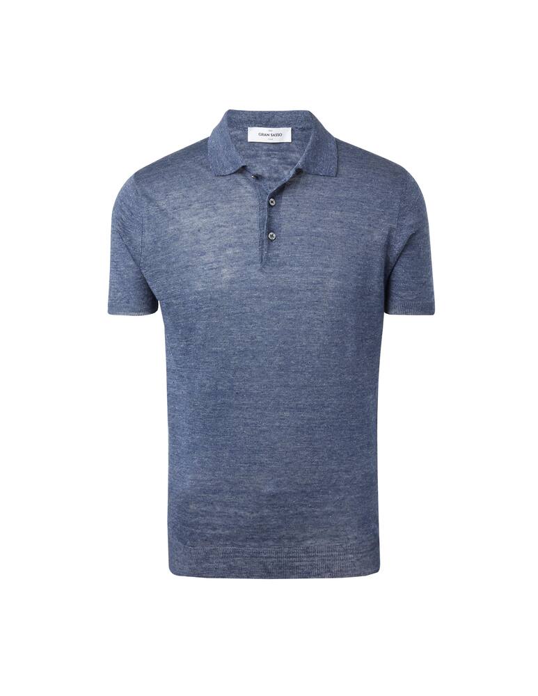 rinascente Gran Sasso Polo manica corta in lino - blu