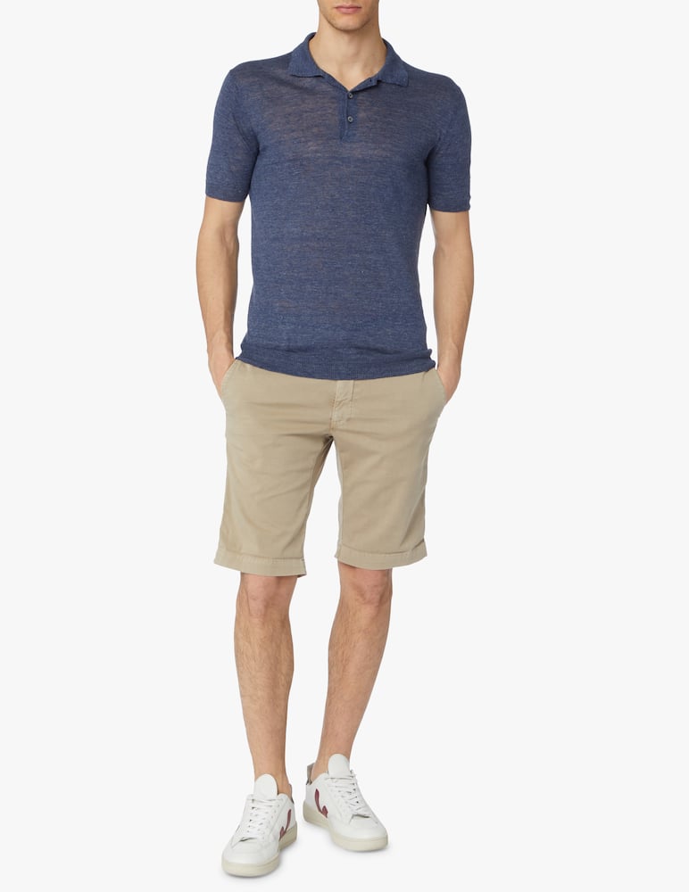 rinascente Gran Sasso Polo manica corta in lino - blu