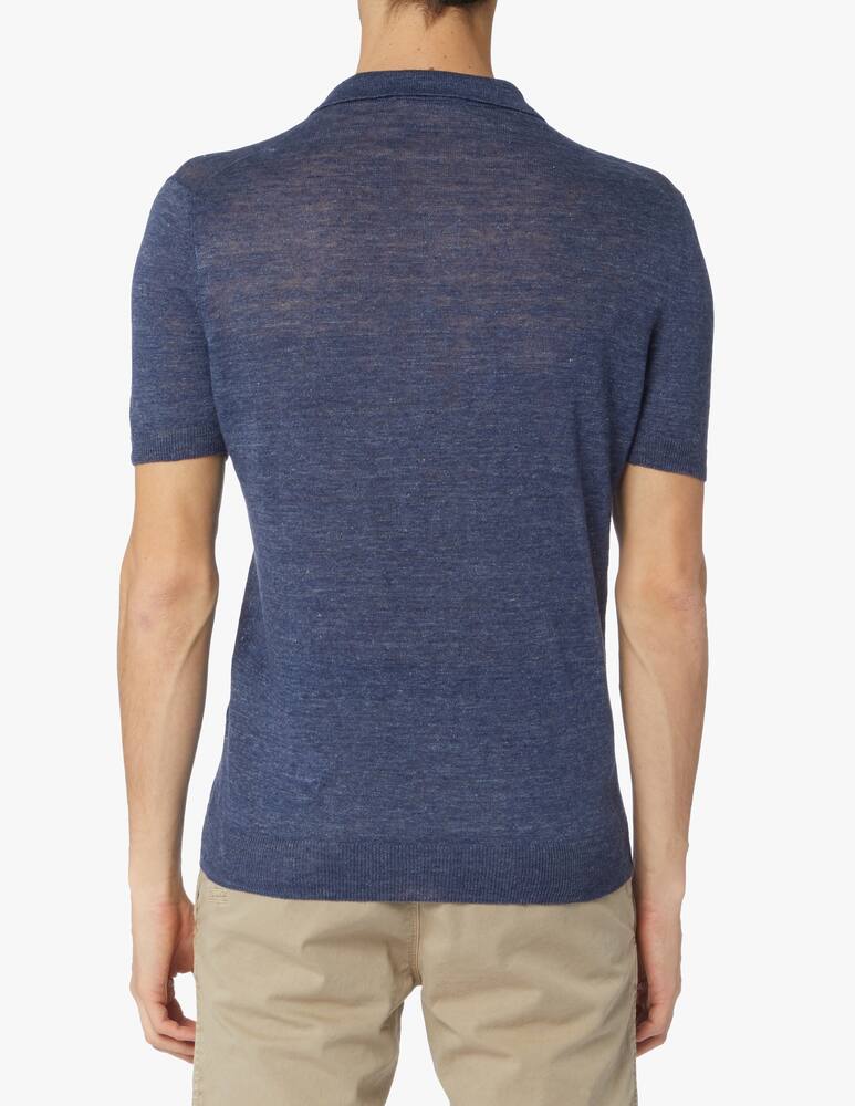 rinascente Gran Sasso Polo manica corta in lino - blu