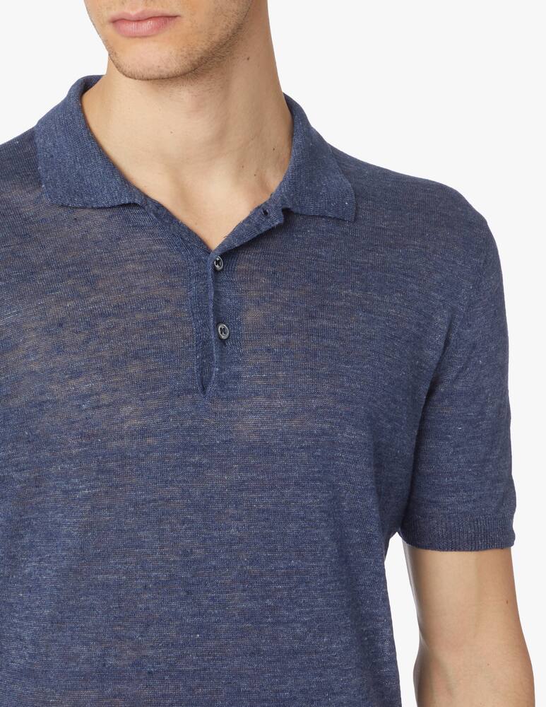 rinascente Gran Sasso Polo manica corta in lino - blu