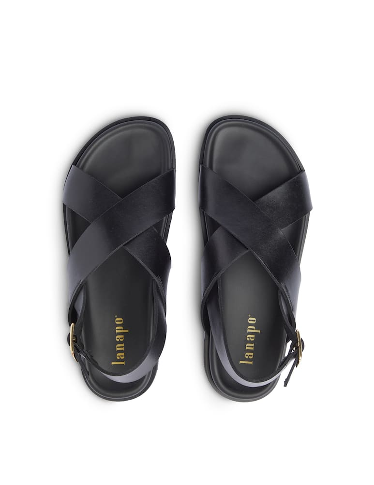 rinascente lanapo Leather flat sandals - black