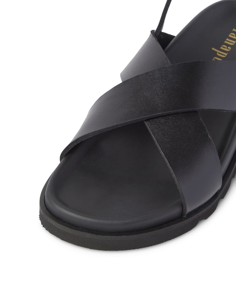 rinascente lanapo Leather flat sandals - black