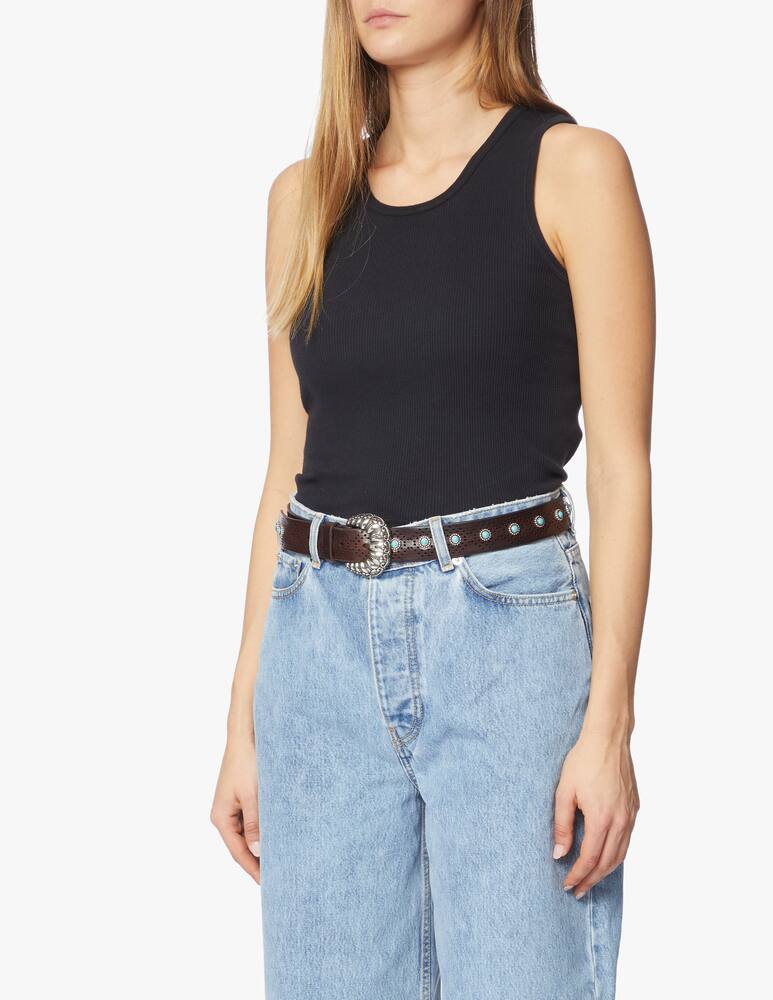 rinascente Orciani Bull Soft leather with with turquoise studs