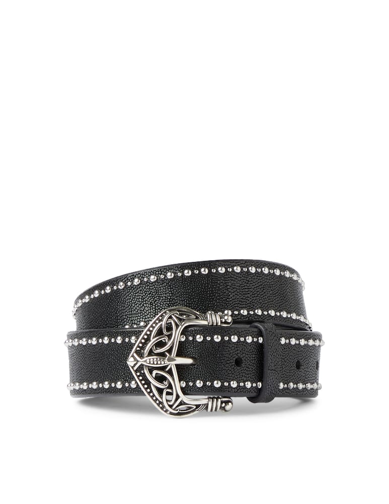 rinascente Orciani Frog leather belt with micro-studs