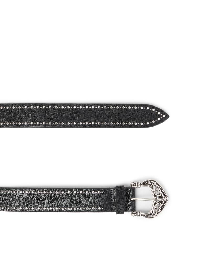 rinascente Orciani Frog leather belt with micro-studs