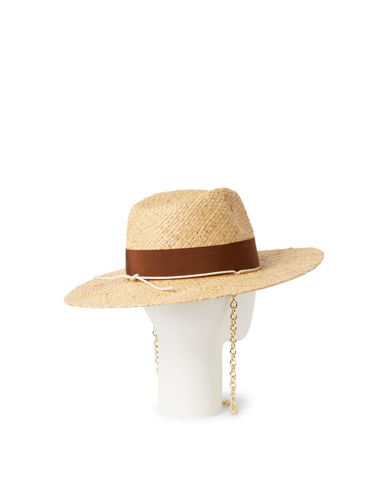 rinascente Ruslan Baginskiy Cappello fedora di paglia con cinturino a catena - beige