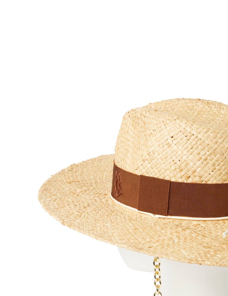 rinascente Ruslan Baginskiy Cappello fedora di paglia con cinturino a catena - beige