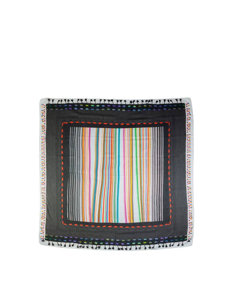 rinascente 5 min. Foulard in misto seta con stampa millerighe - nero