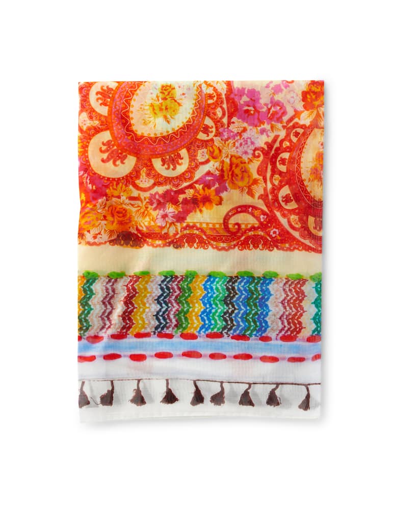 rinascente 5 min. Baroque print silk blend scarf - orange