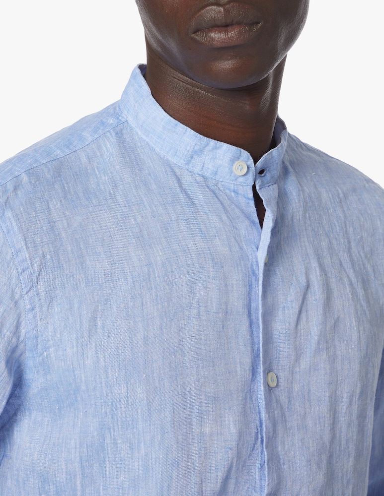 rinascente Altemflower Camicia coreana c/contrasto - azzurro