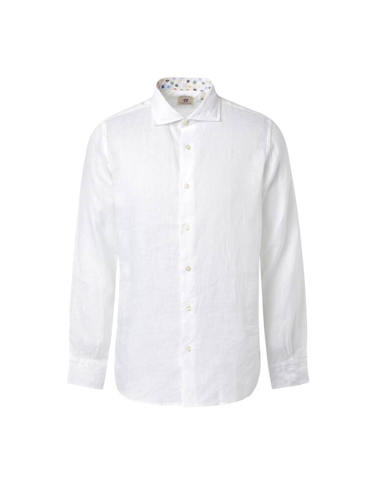 rinascente Altemflower Camicia lino tu c/contrasto - bianco