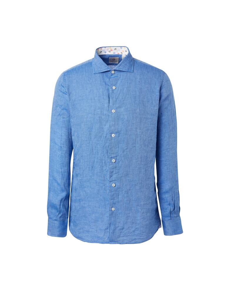 rinascente Altemflower Camicia lino tu c/contrasto - blu