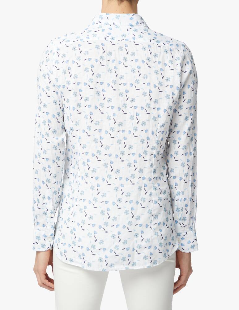 rinascente Altemflower Camicia lino stampa fiori - azzurro