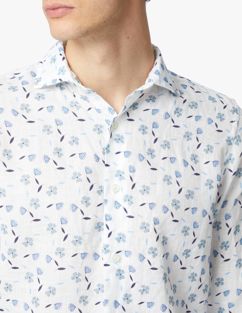 rinascente Altemflower Camicia lino stampa fiori - azzurro