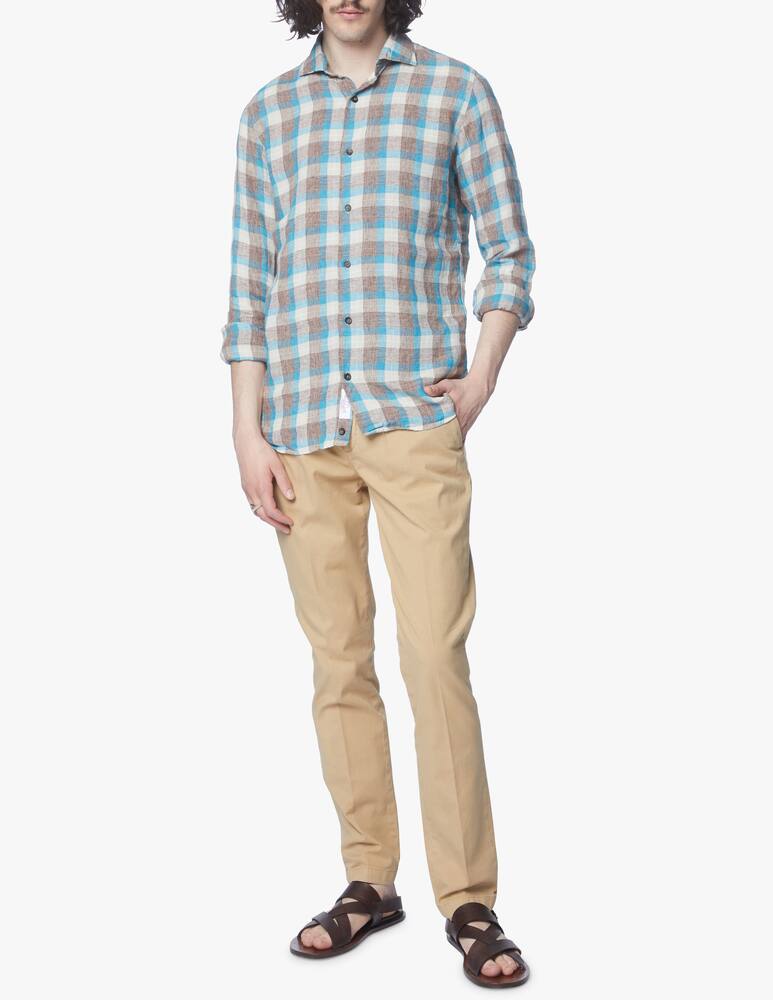 rinascente Altemflower Linen checked shirt - multi