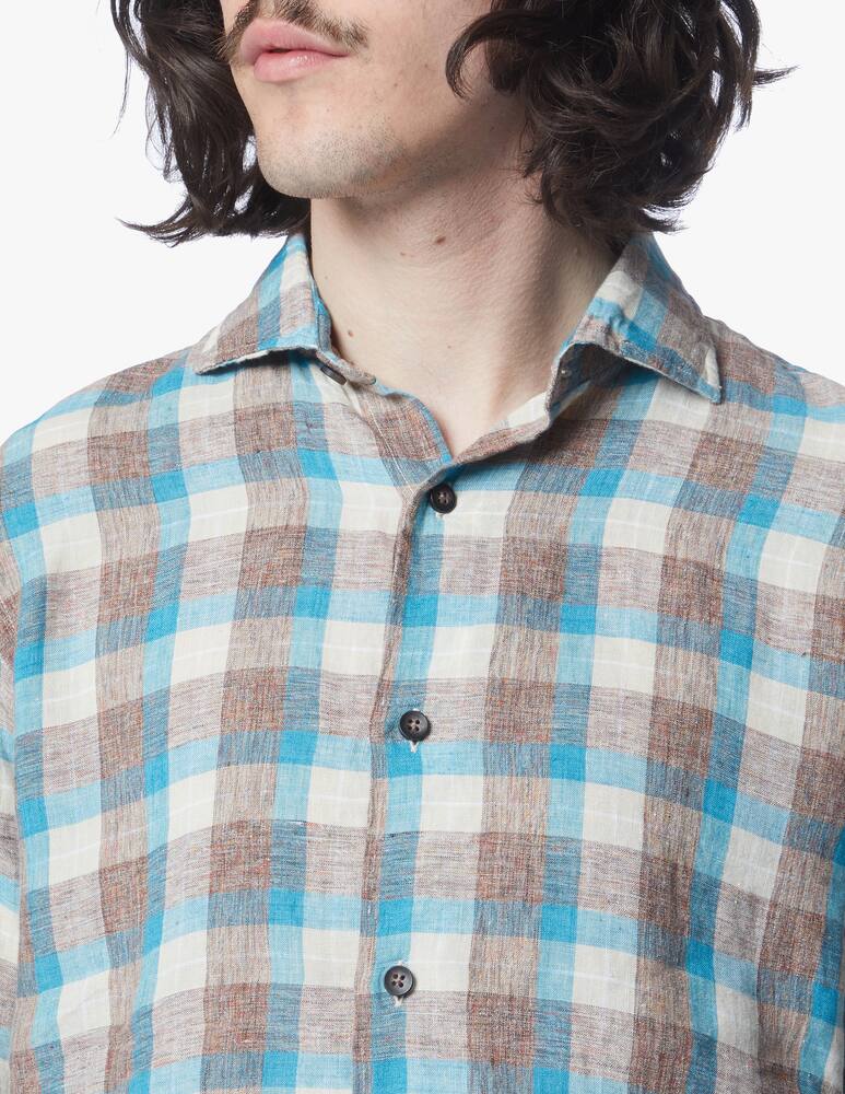 rinascente Altemflower Linen checked shirt - multi