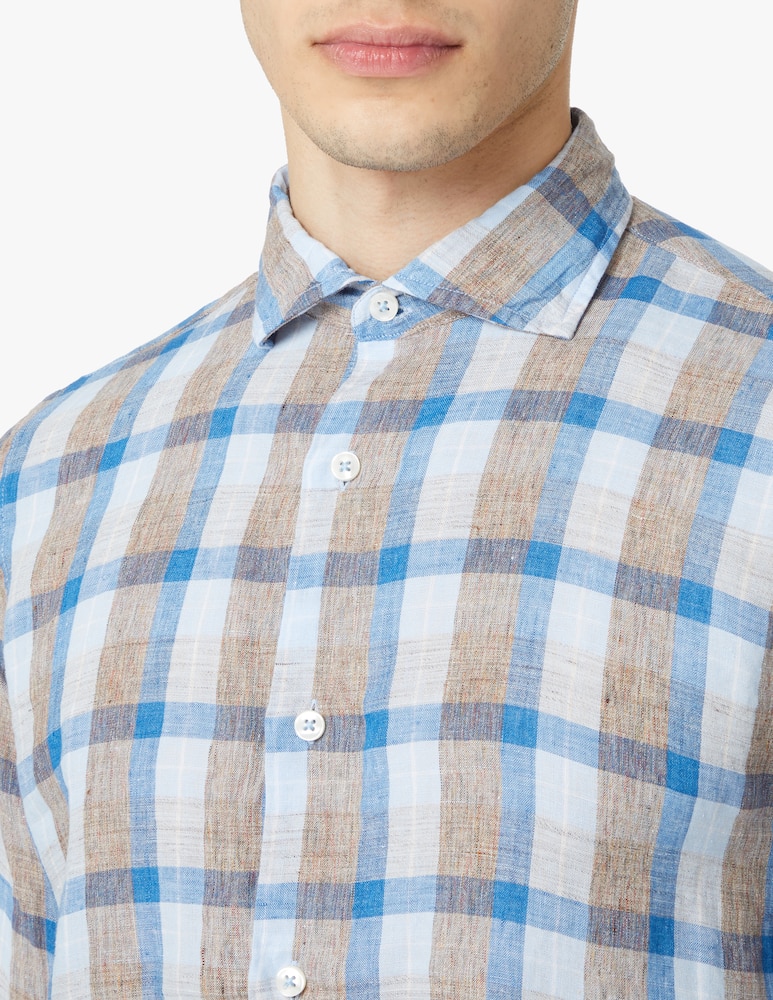 rinascente Altemflower Linen checked shirt - multi