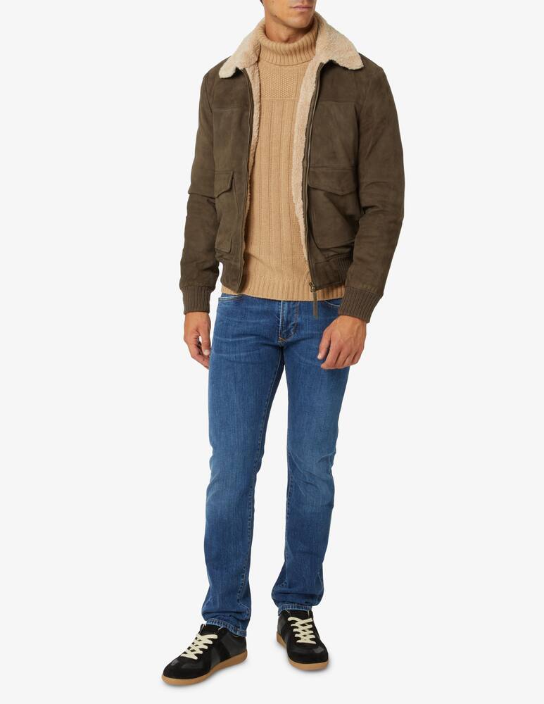 rinascente At.p.co Giacca sherpa con zip in suede - Marrone