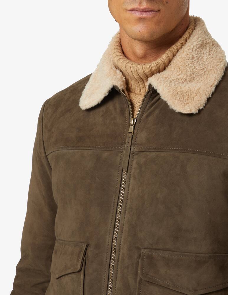 rinascente At.p.co Giacca sherpa con zip in suede - Marrone