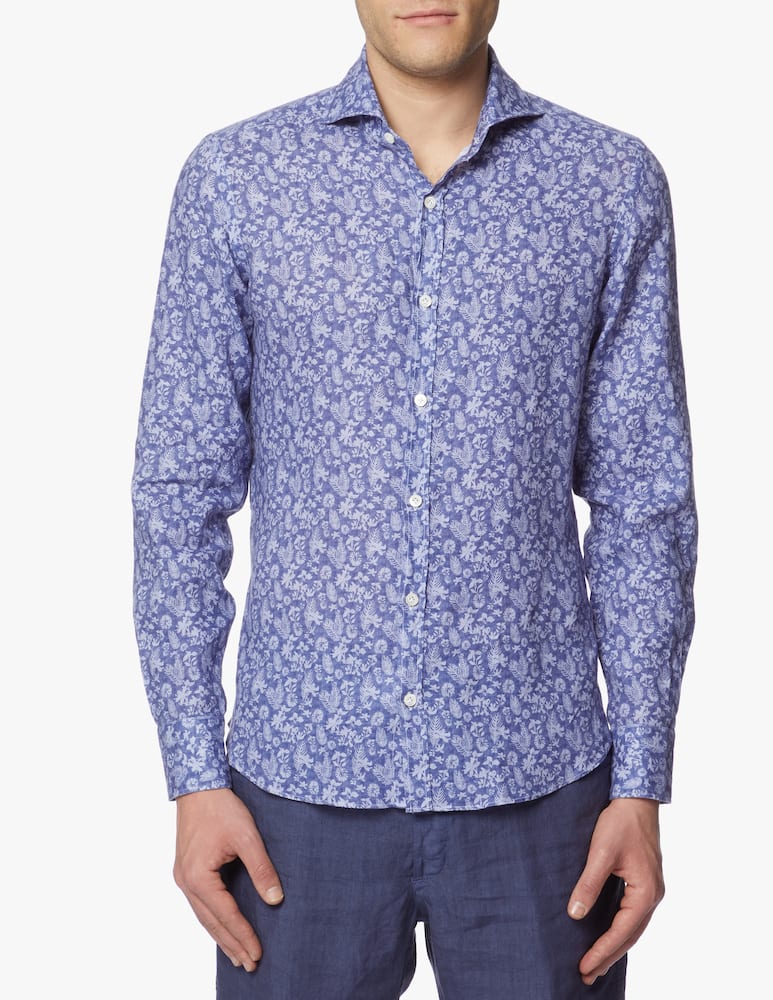 rinascente Giannetto Portofino Camicia con stampa in lino