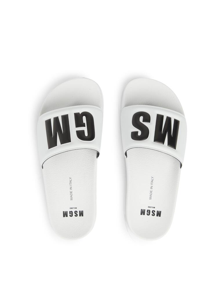 rinascente MSGM Logo rubber slides - white