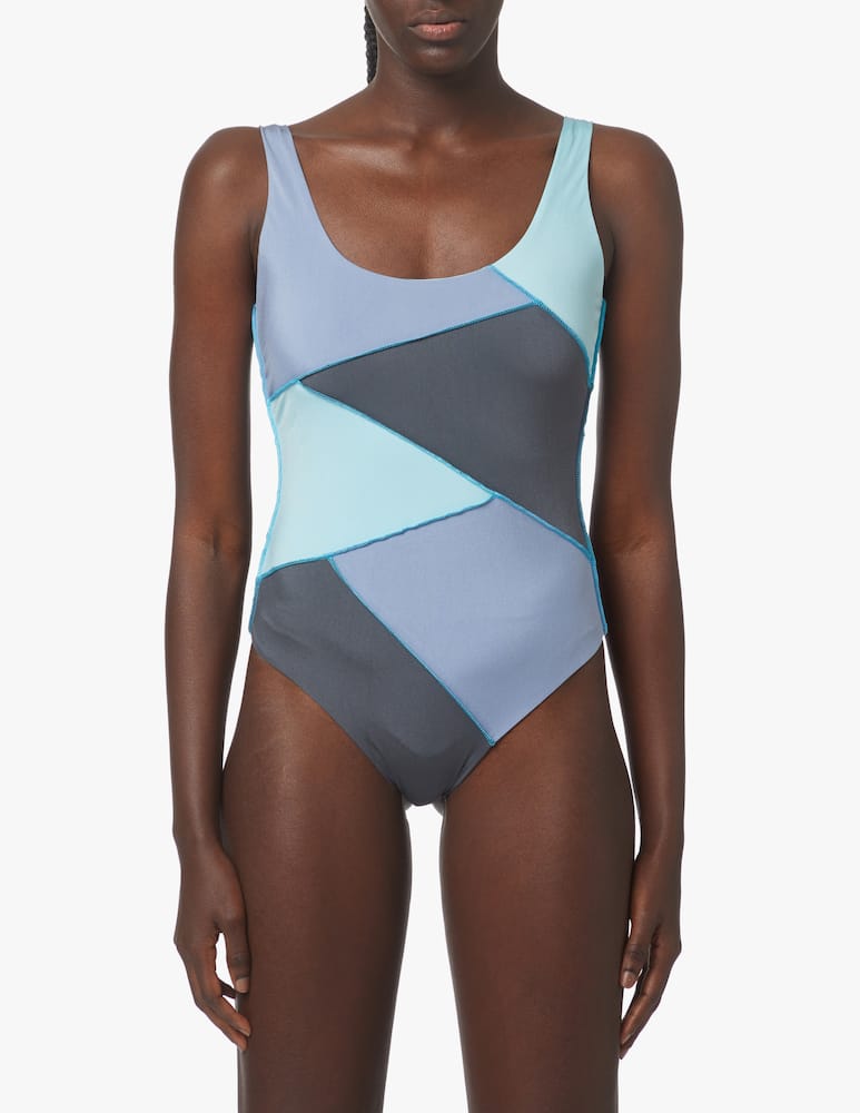 rinascente Chéri Patchwork one-piece swimsuit - light blue