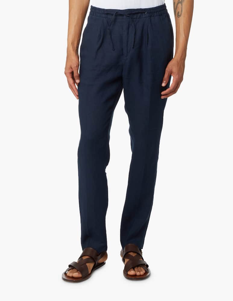 rinascente Manuel Ritz Coulisse linen pant - blue