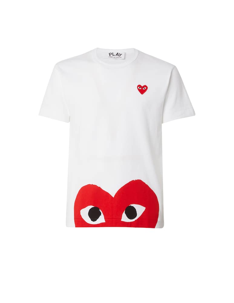 rinascente Comme des Garçons Play T-shirt con stampa a cuore sul fondo 