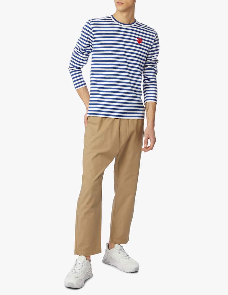 rinascente Comme des Garçons Play T-shirt play maniche lunghe a righe con logo a cuore