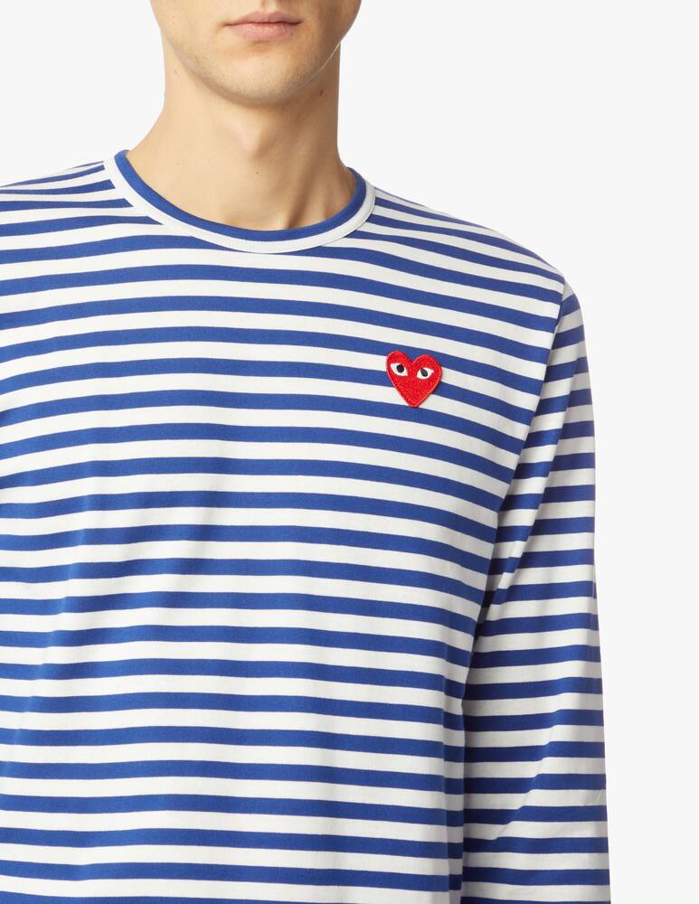 rinascente Comme des Garçons Play T-shirt play maniche lunghe a righe con logo a cuore
