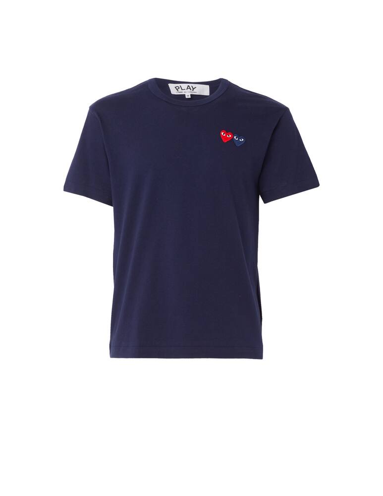 rinascente Comme des Garçons Play Play double embroidered heart t-shirt - blue