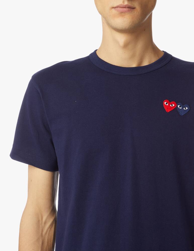 rinascente Comme des Garçons Play Play double embroidered heart t-shirt - blue