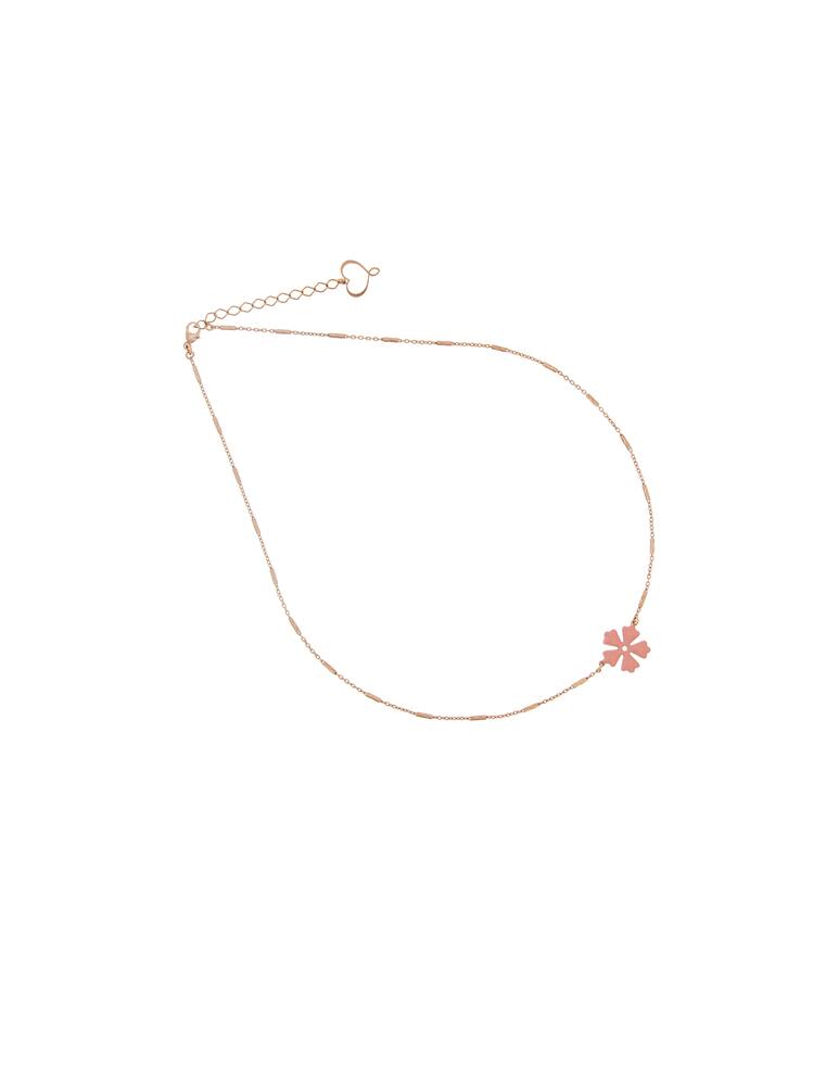 rinascente Maman et Sophie Necklace with one flower antique pink enamel