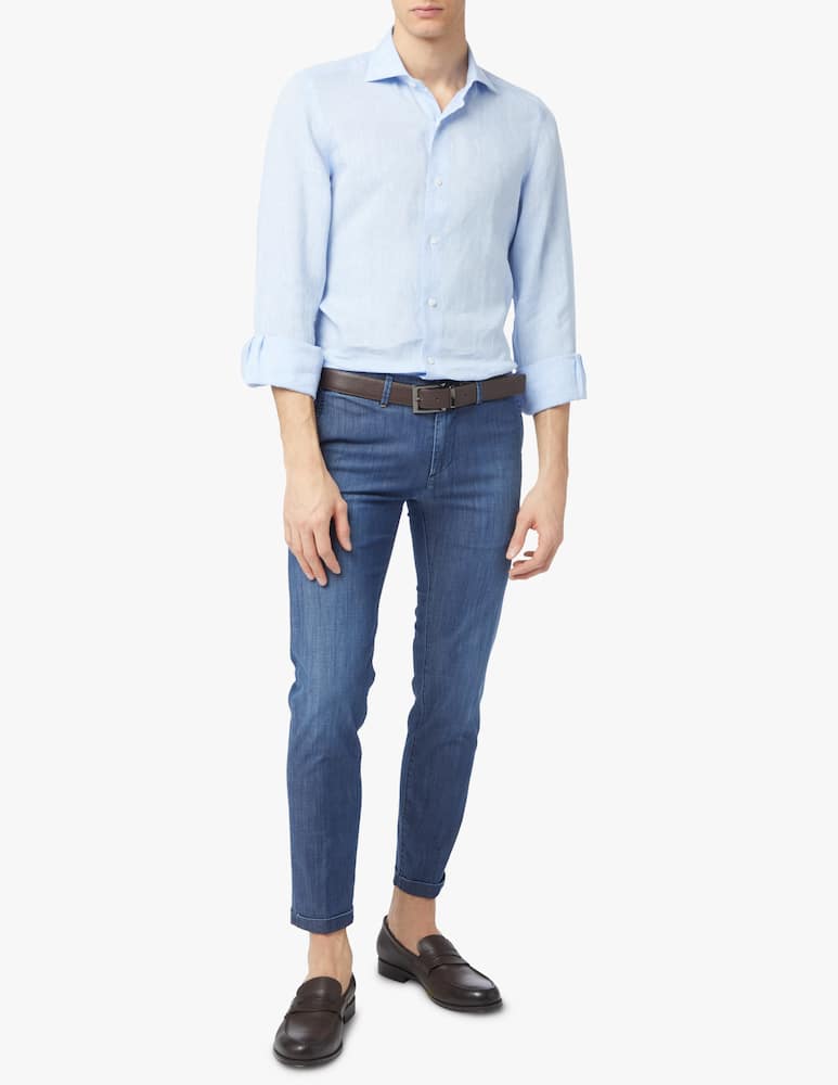 rinascente Finamore Linen shirt - light blue