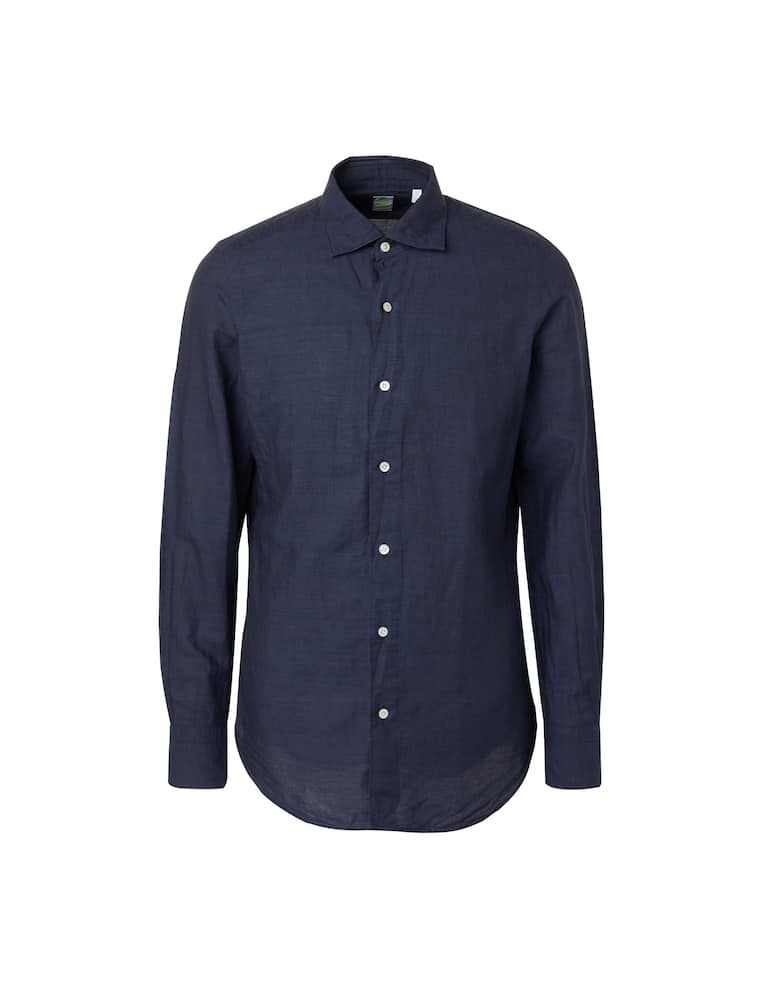 rinascente Finamore Camicia in cotone e lino - blu